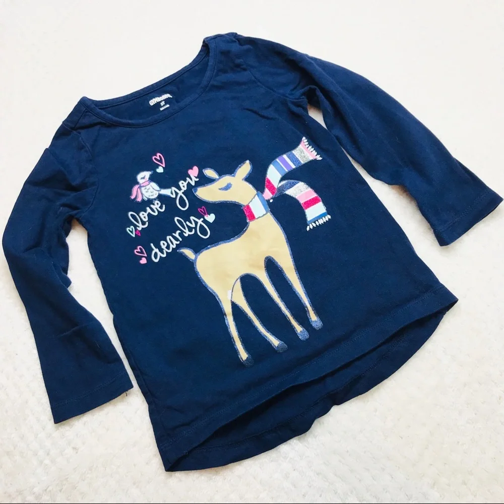 COPY - Gymboree long sleeve winter deer cotton top Sz 3T